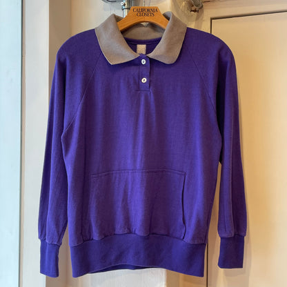Raglan Long Sleeve Polo Shirt Purple