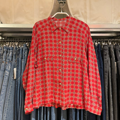 Plaid Button-Up Shirt Red