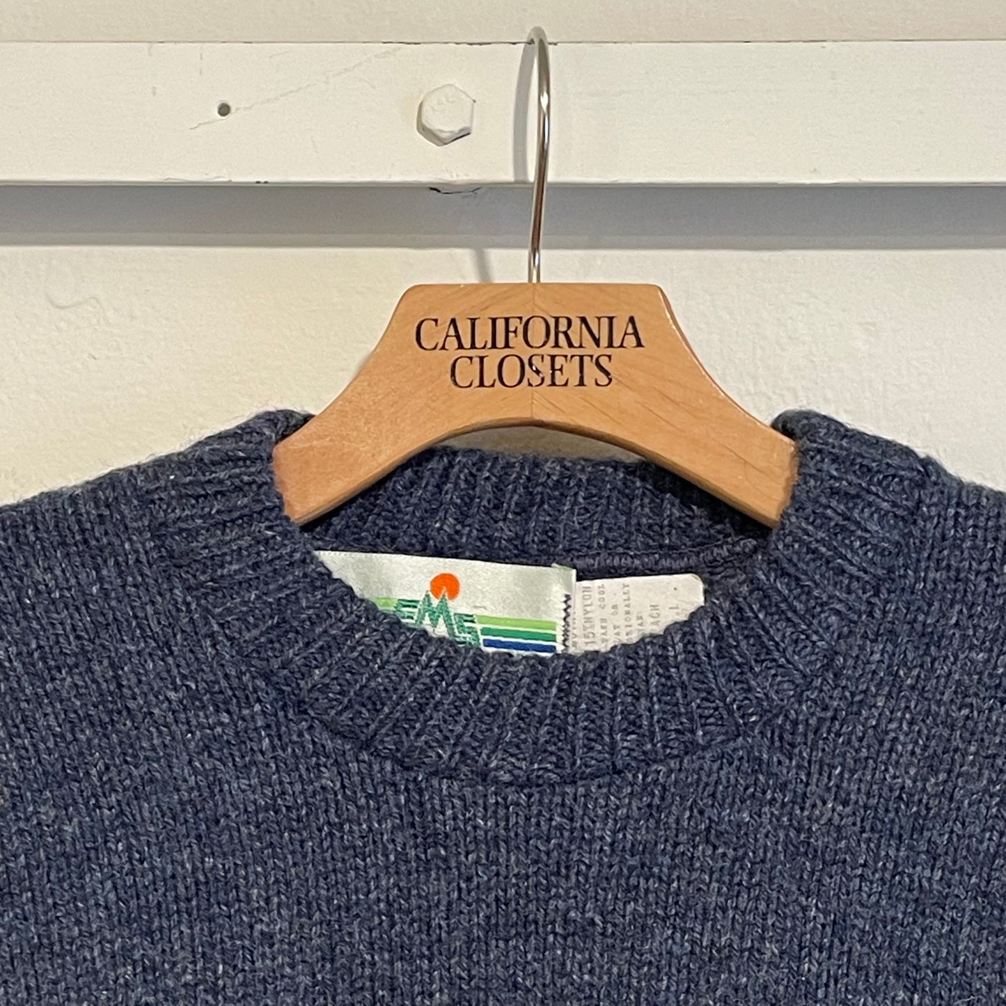 Wool Nylon Knit Sweater Blue