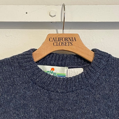 Wool Nylon Knit Sweater Blue