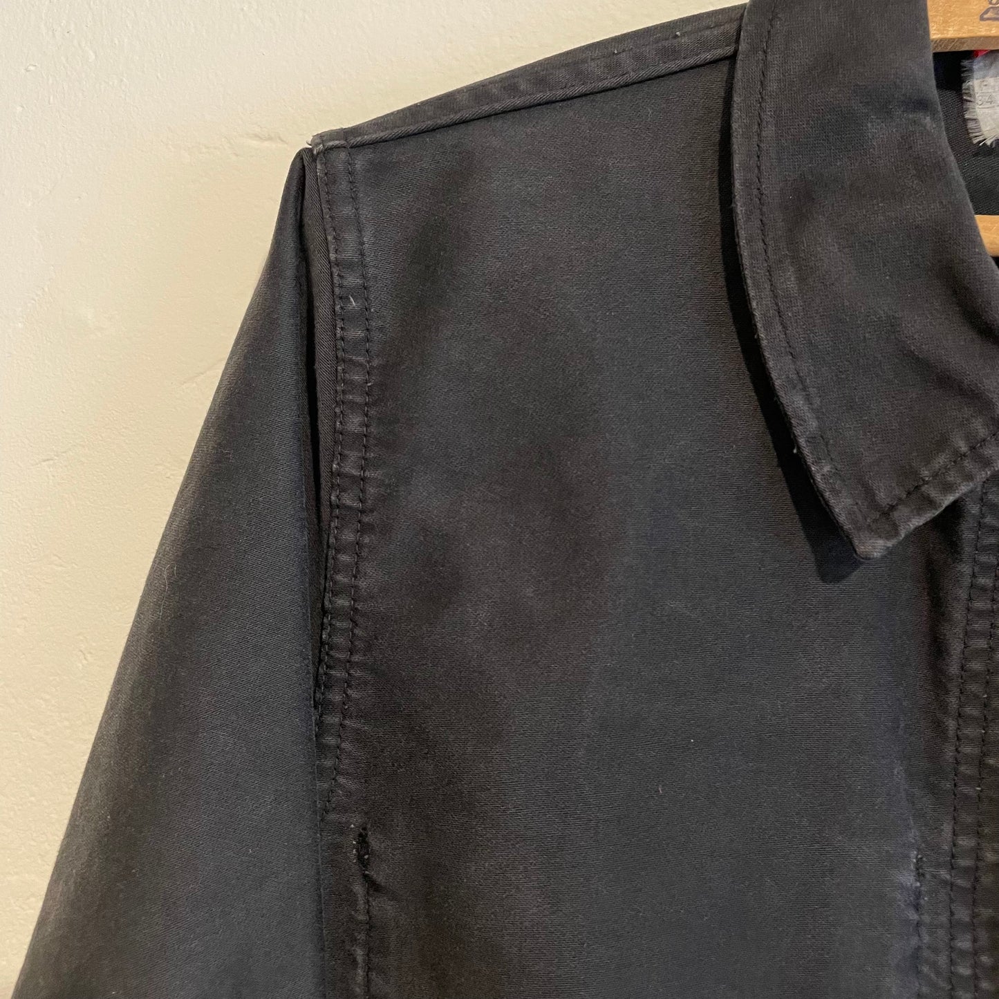 French Work Jacket Moleskin Black Washed