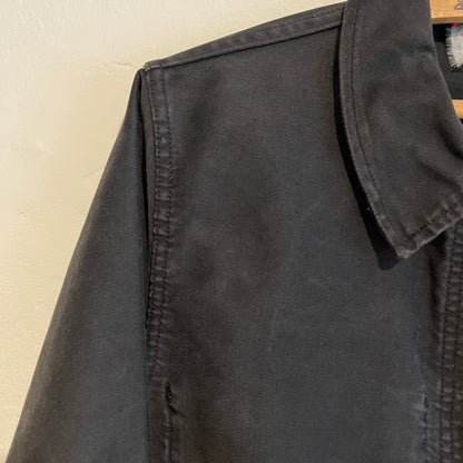 French Work Jacket Moleskin Black Washed