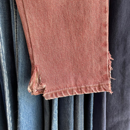 Burgundy Denim Pants Lampo Zip