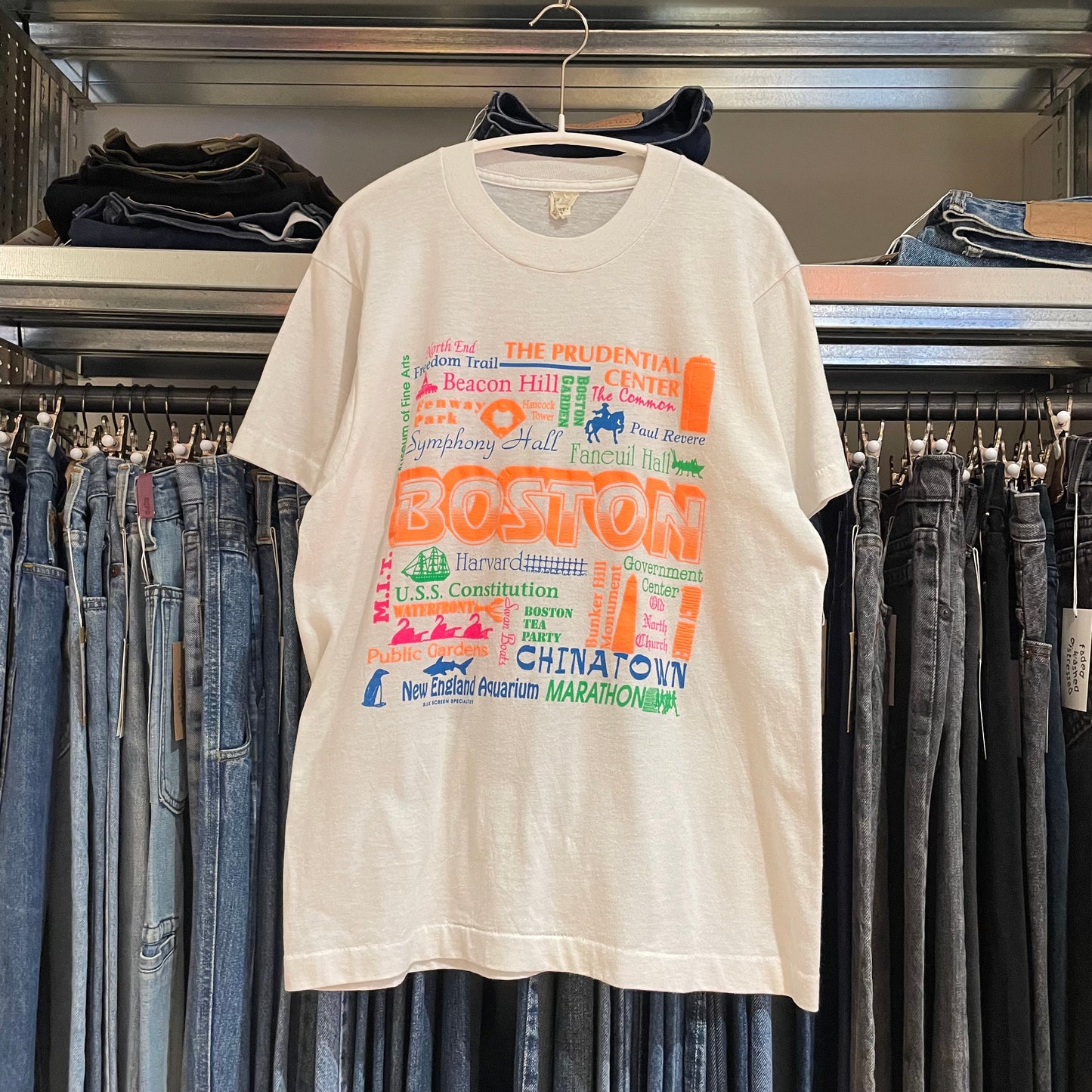 Boston Neighborhood Single Stitch Tee Neon