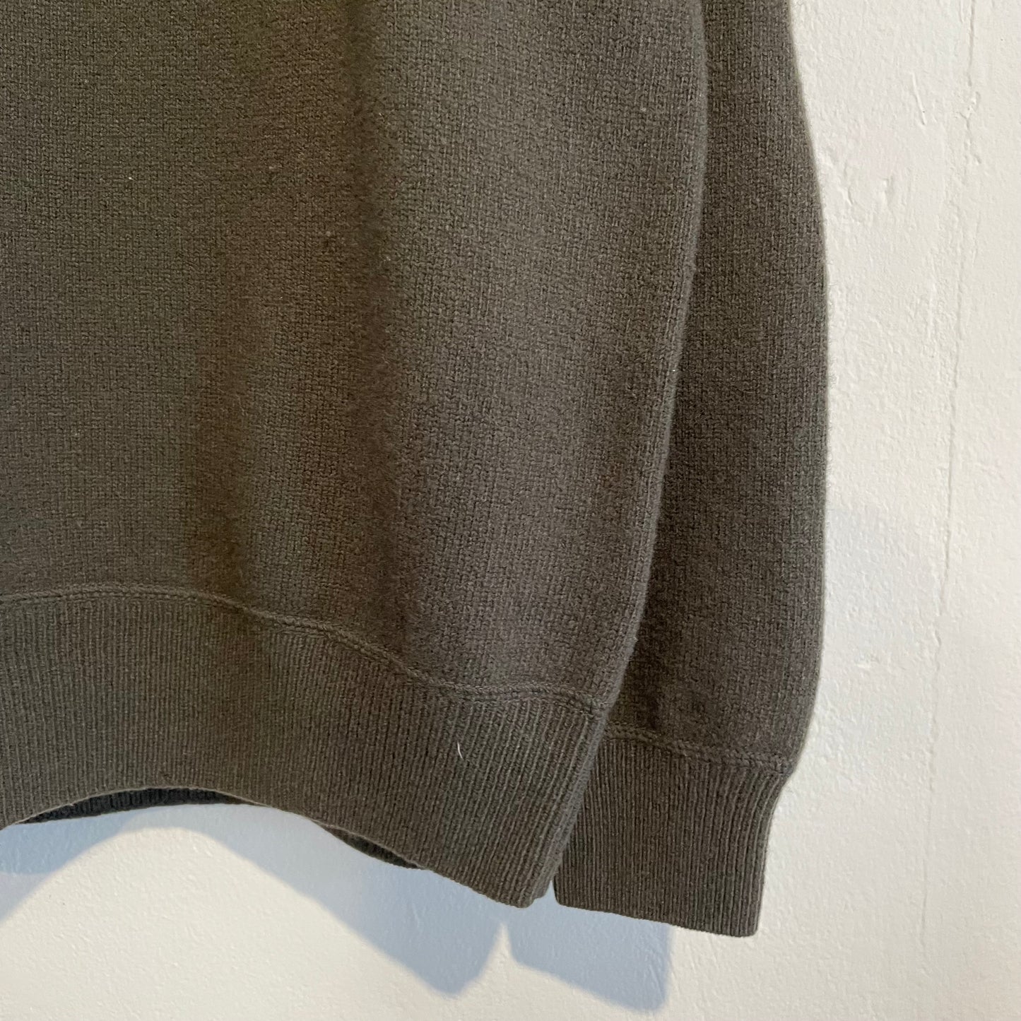 Elbow Patch Virgin Wool Knit Sweater Khaki