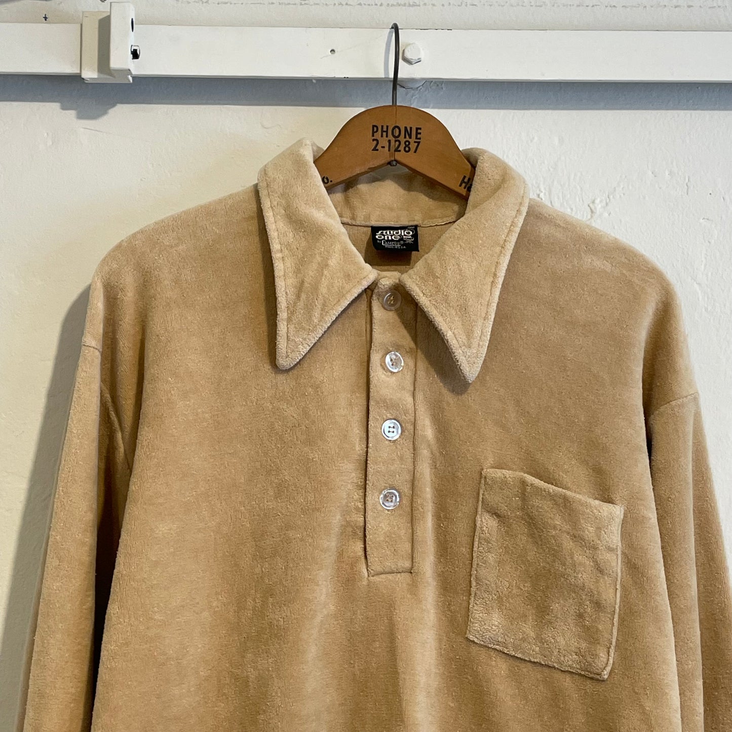 Velour Pullover Shirt Beige
