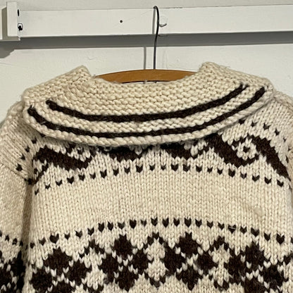 Zip Up Collar Argyle Knit Cardigan