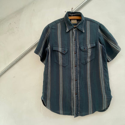 Gauze Stripe Short Sleeve Shirt Navy