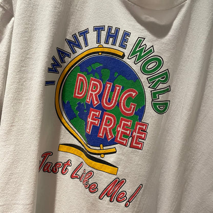 Drug Free Globe T-Shirt White