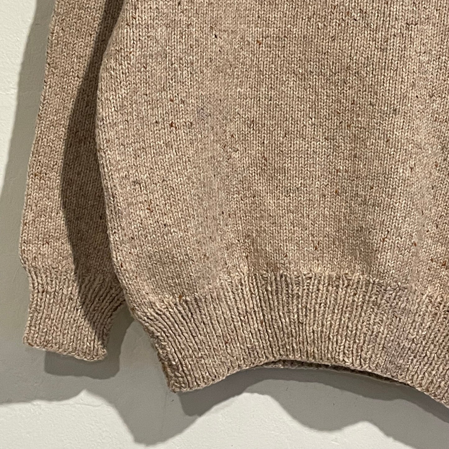 Elbow Patch Hand Knit Sweater Beige
