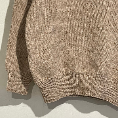 Elbow Patch Hand Knit Sweater Beige