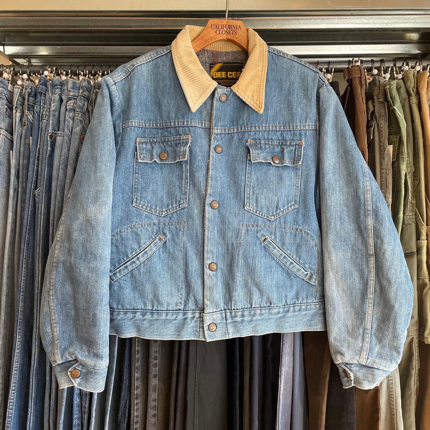 Lined Denim Work Jacket with Courduroy Collar