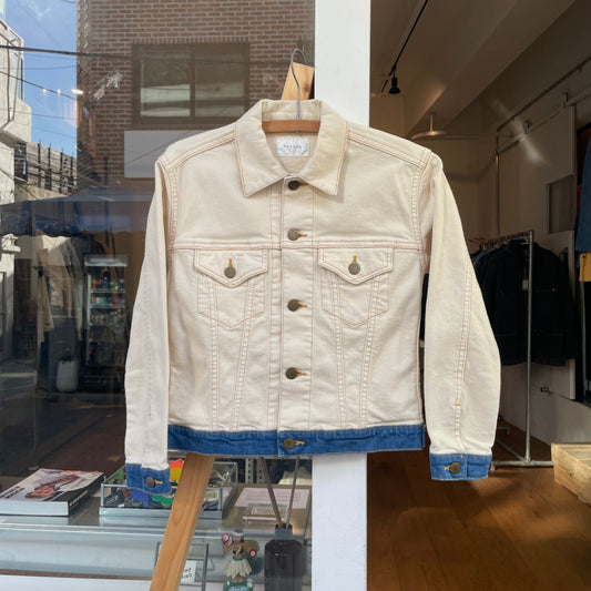 Contrast Trim Denim Jacket Ivory
