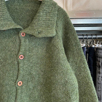 Elbow Patch Wool Cardigan Green