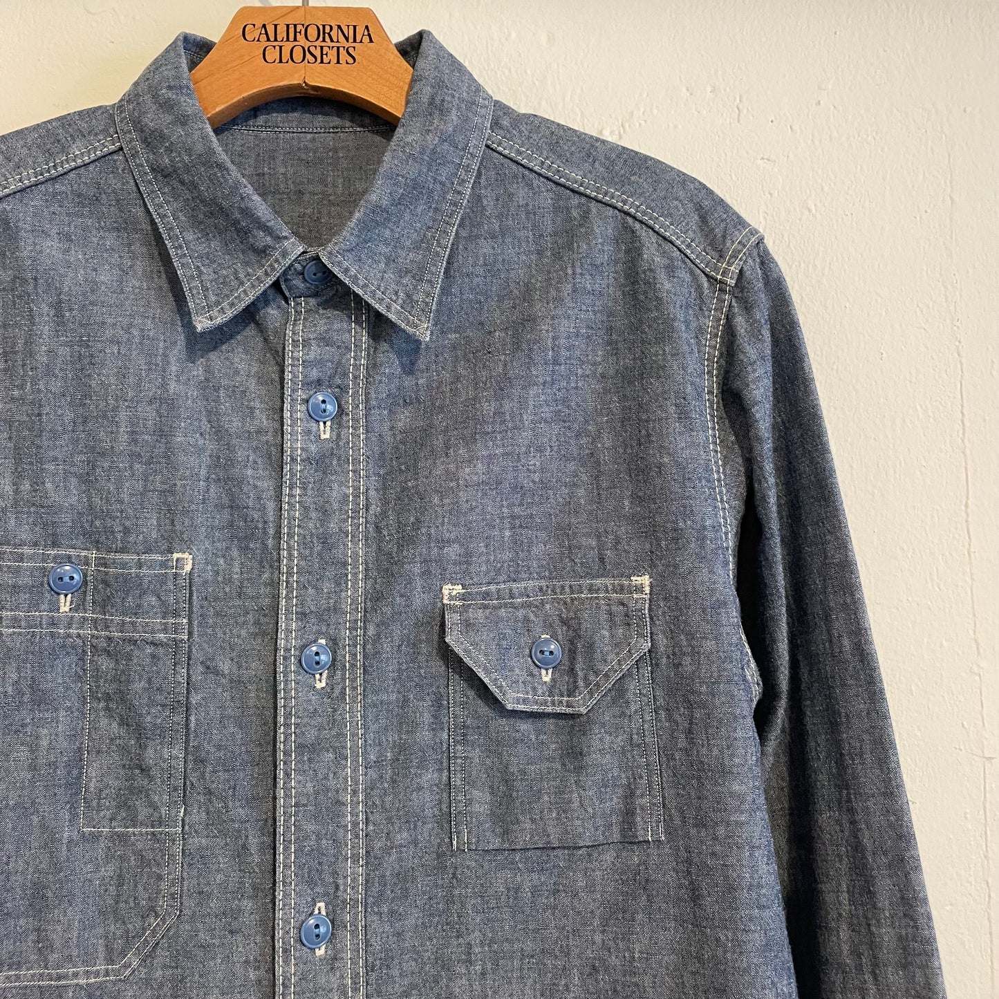 3-Pochet Chambray Shirt Blue
