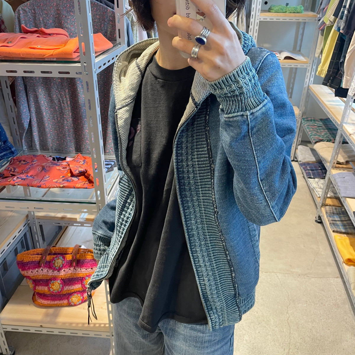 Washed Zip Hoodie Blue