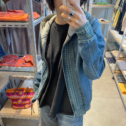 Washed Zip Hoodie Blue