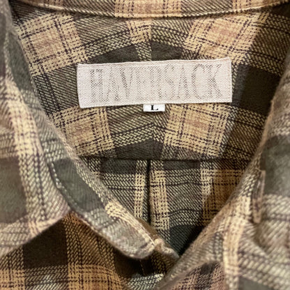 Plaid Work Shirt Beige Cotton