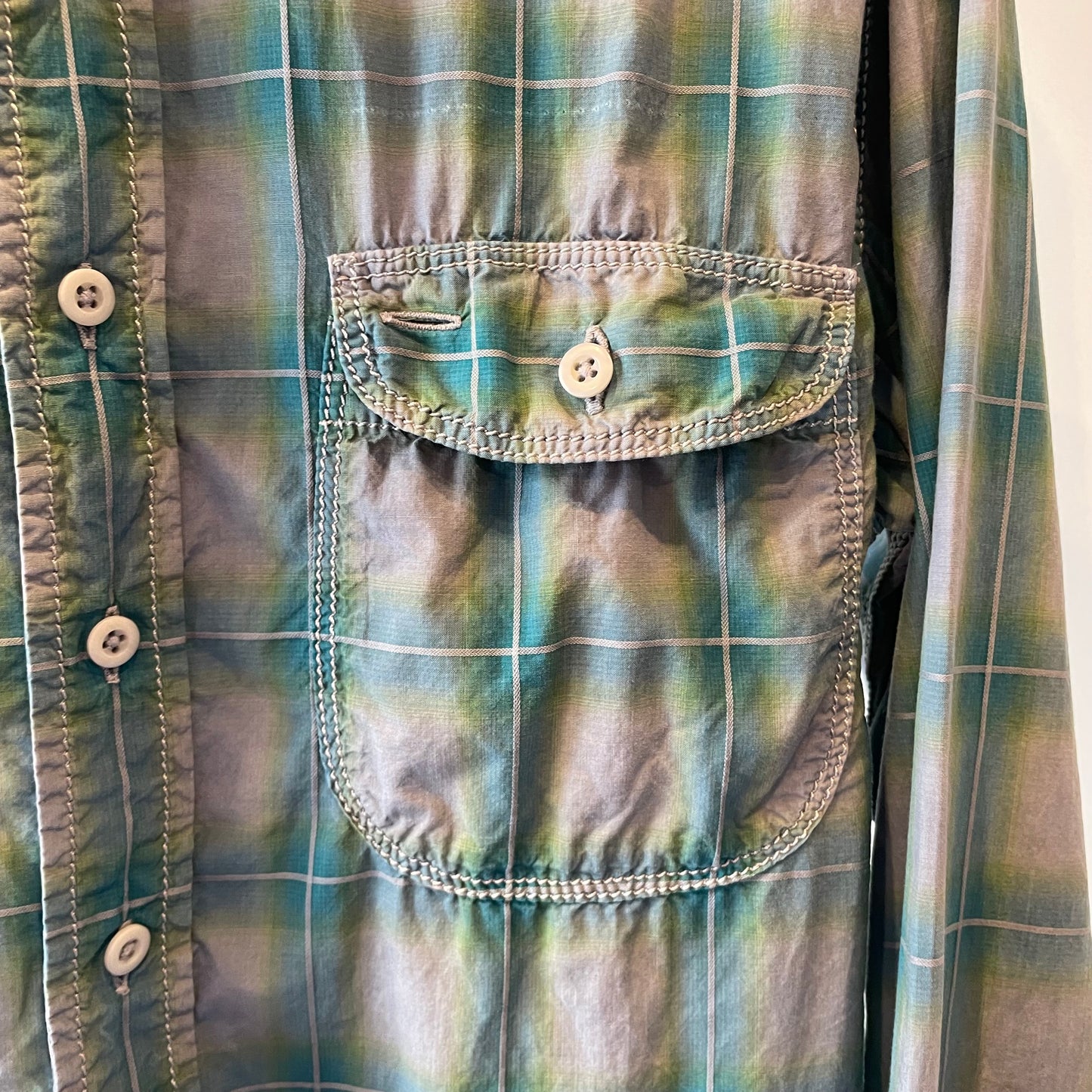 Patch Pocket Check Shirt Blue