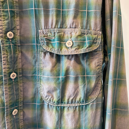 Patch Pocket Check Shirt Blue