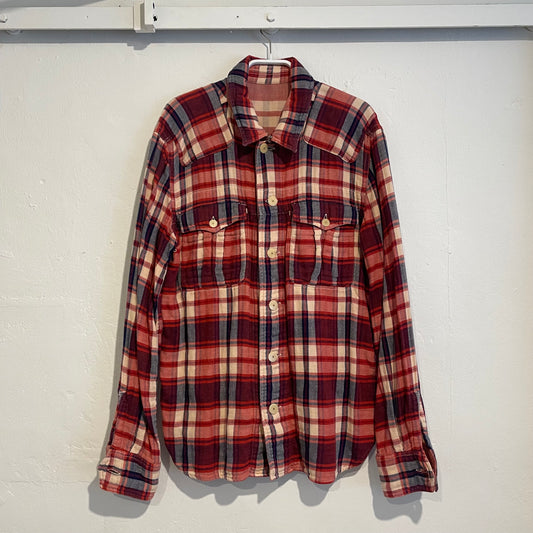 Classic Plaid Flannel Shirt Red Navy White
