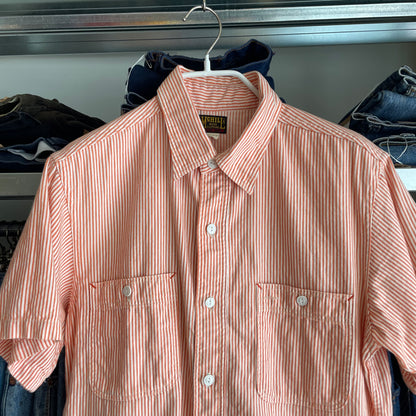 Striped Shirt Orange White Short Sleeve