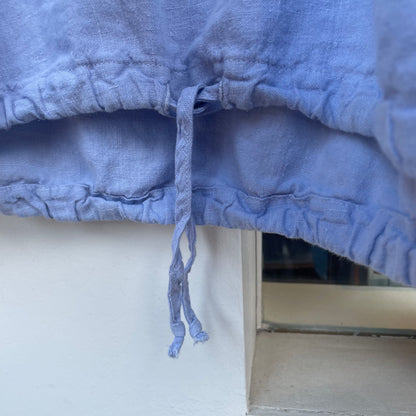 Sleeveless Hooded Linen Tops Blue