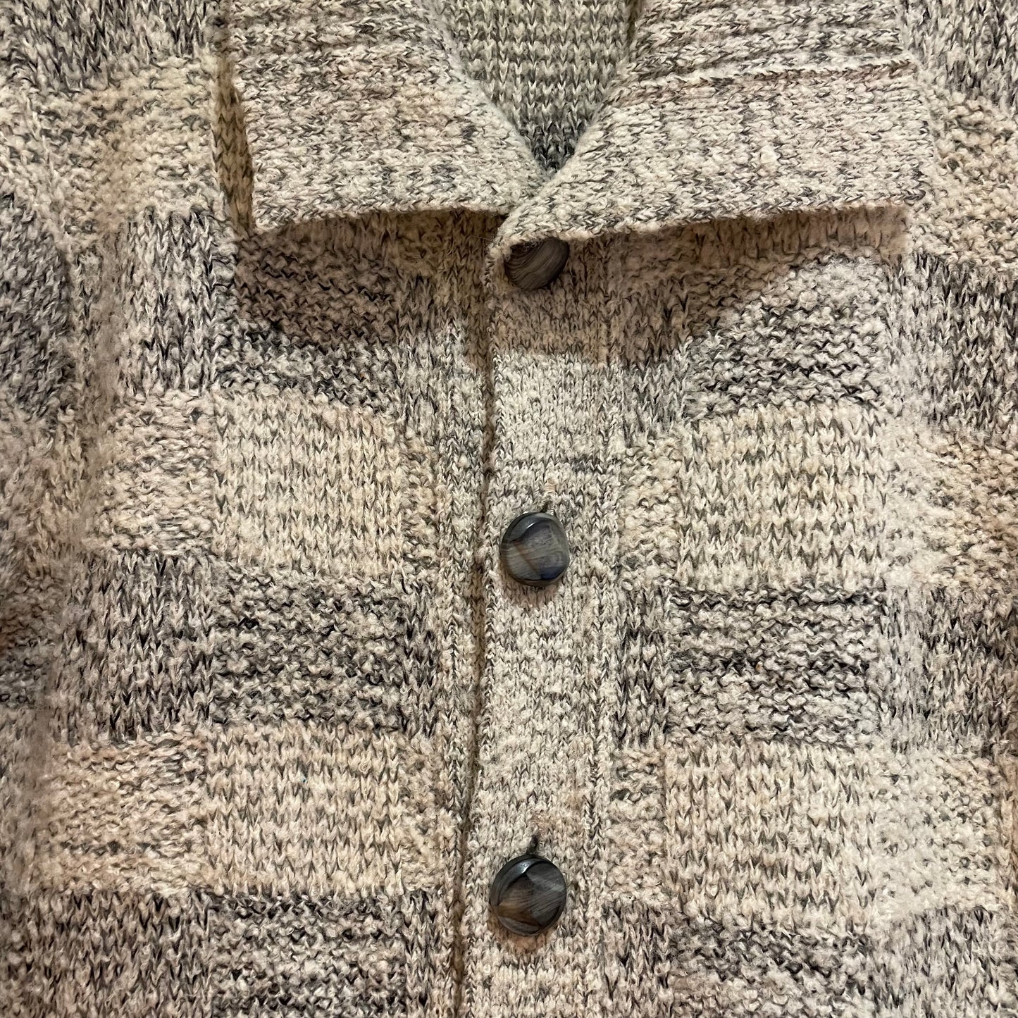 Melange Border Knit Cardigan Cream