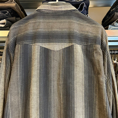 Gray Blue Striped Western Shirt