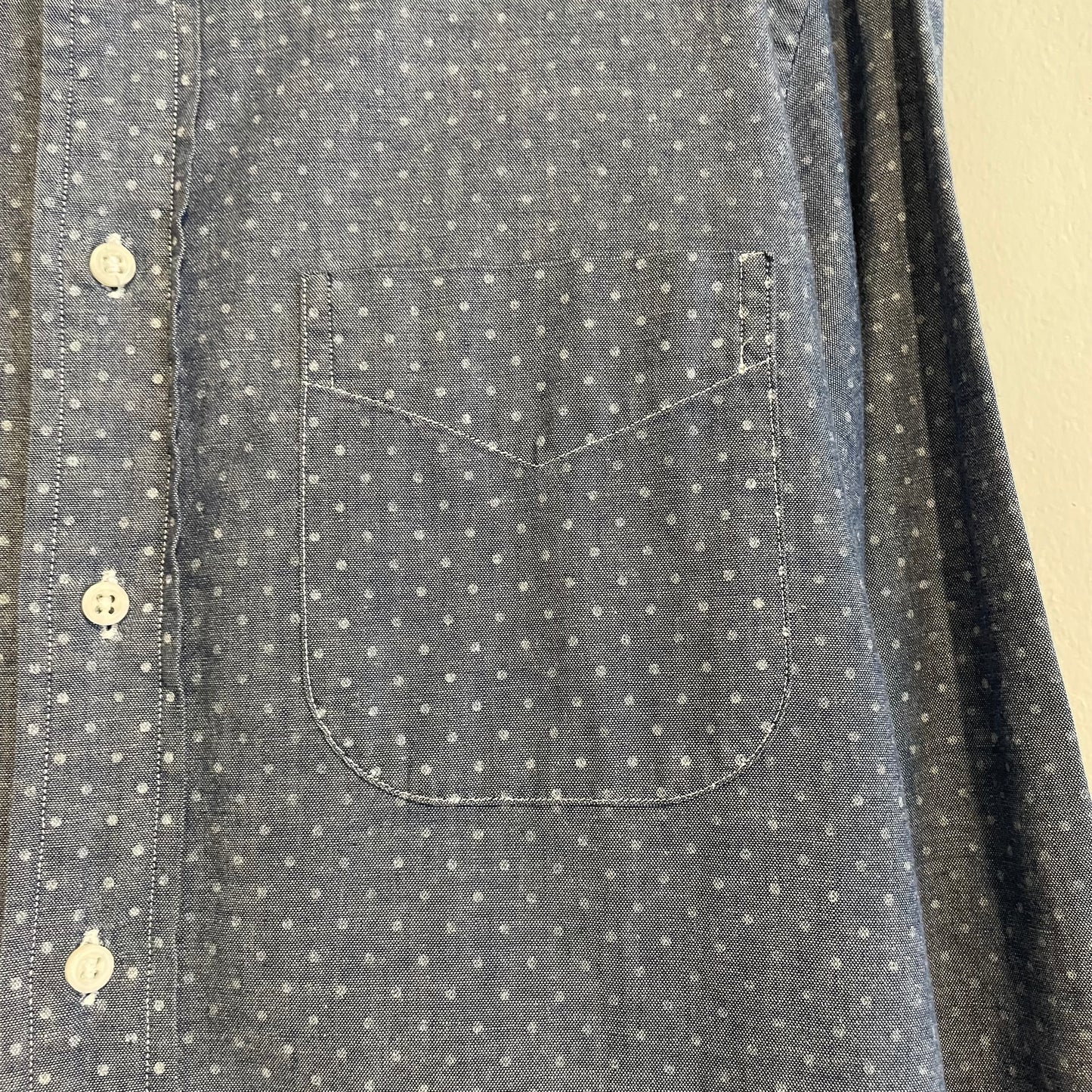 White Dot Pocket Shirt Blue
