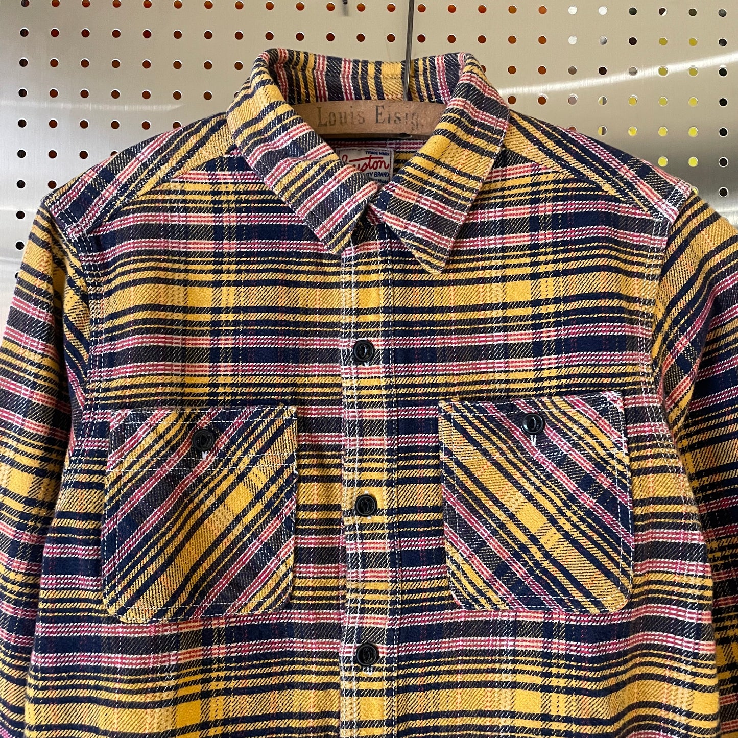 Plaid Flannel Work Shirt Yellow/Navy