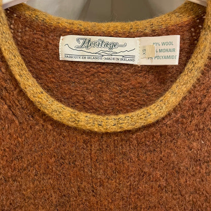 Contrast Trim Wool Knit Sweater Brown