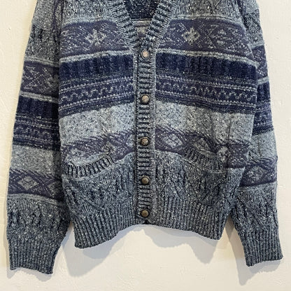 Fair Isle Wool Cardigan Gray