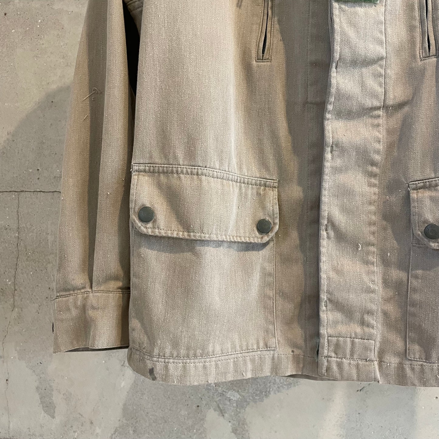 Bleached Zip Pocket Field Jacket Beige