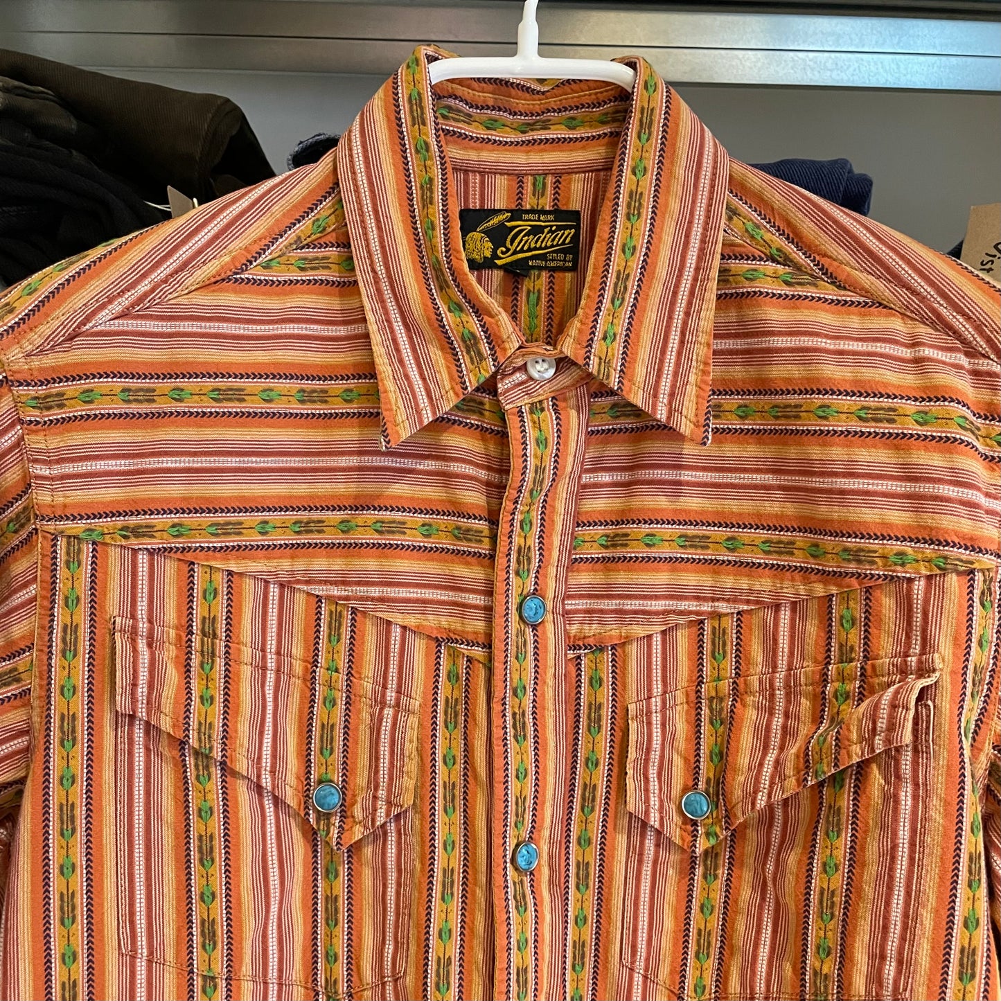 Striped Button-Down Turquoise Western Shirt