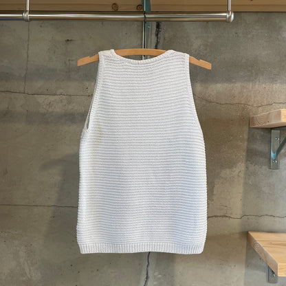 Cable Knit Sleeveless Sweater Vest White
