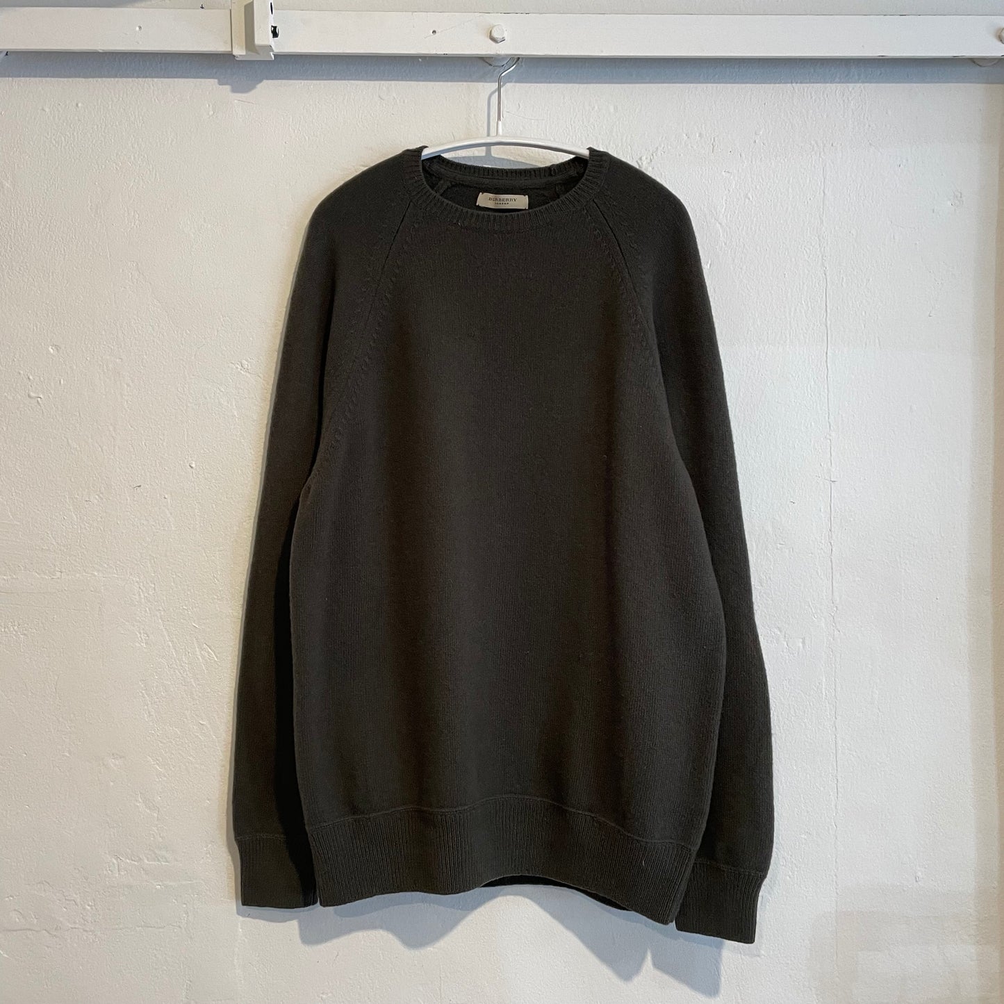 Elbow Patch Virgin Wool Knit Sweater Khaki