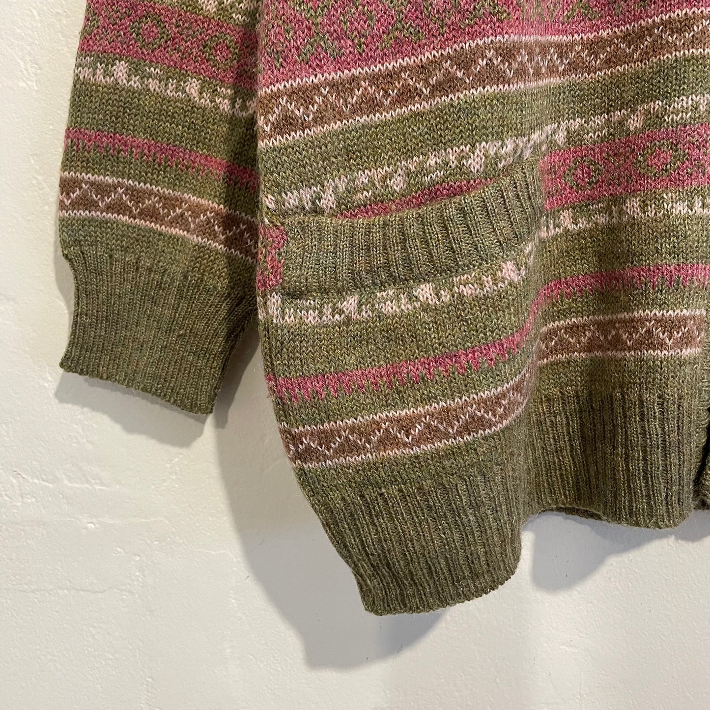 Fair Isle Knit Cardigan Green