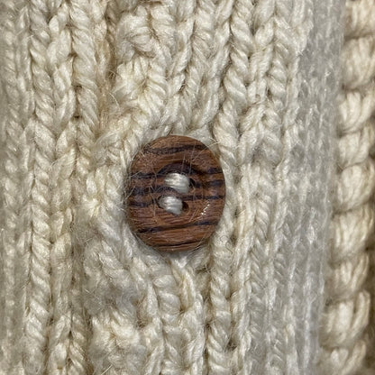 Wood Button Knit Cardigan Ivory