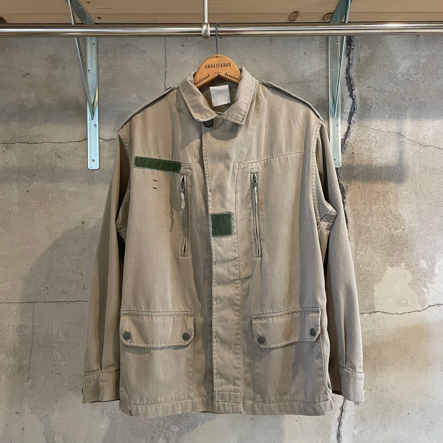 Bleached Zip Pocket Field Jacket Beige