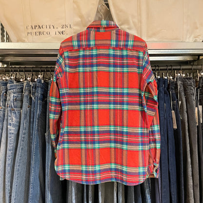 Asymmetric Pocket Plaid Flannel Red/Green