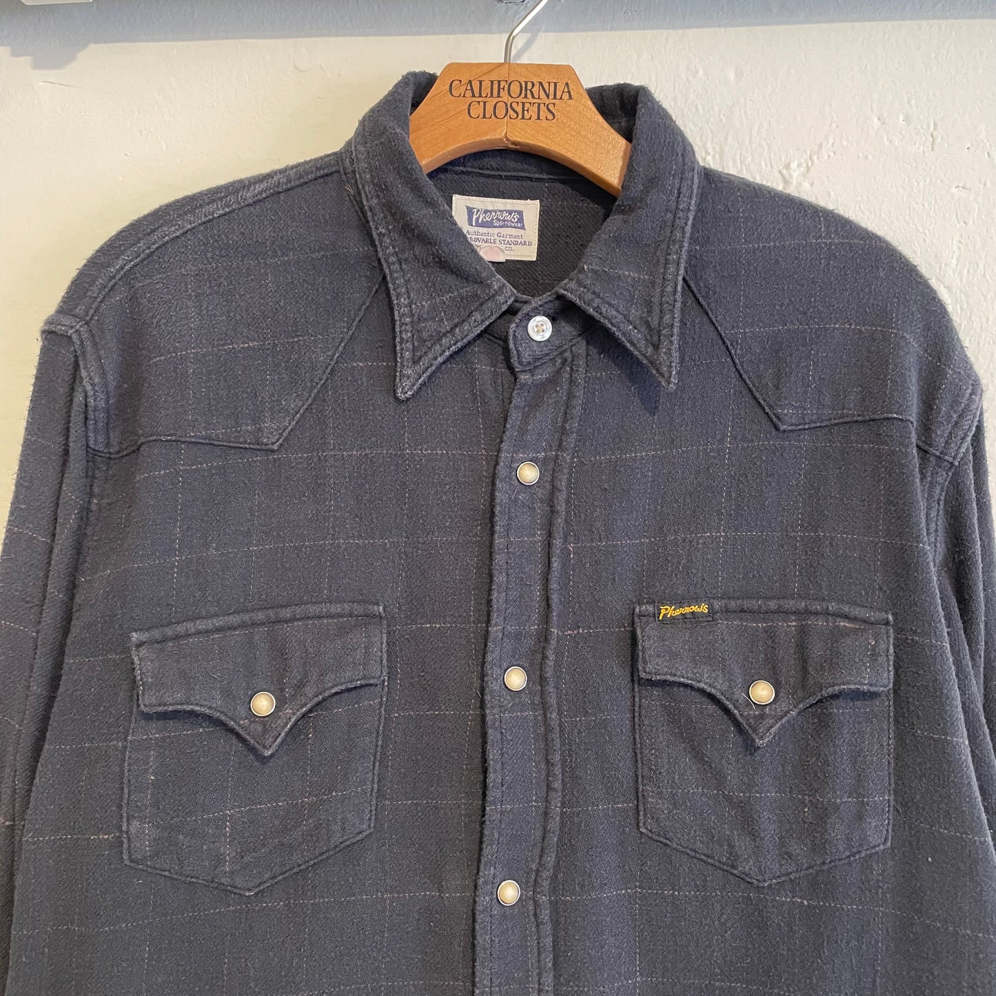 Plains Western Black Snap Button Shirt Heavy Cotton
