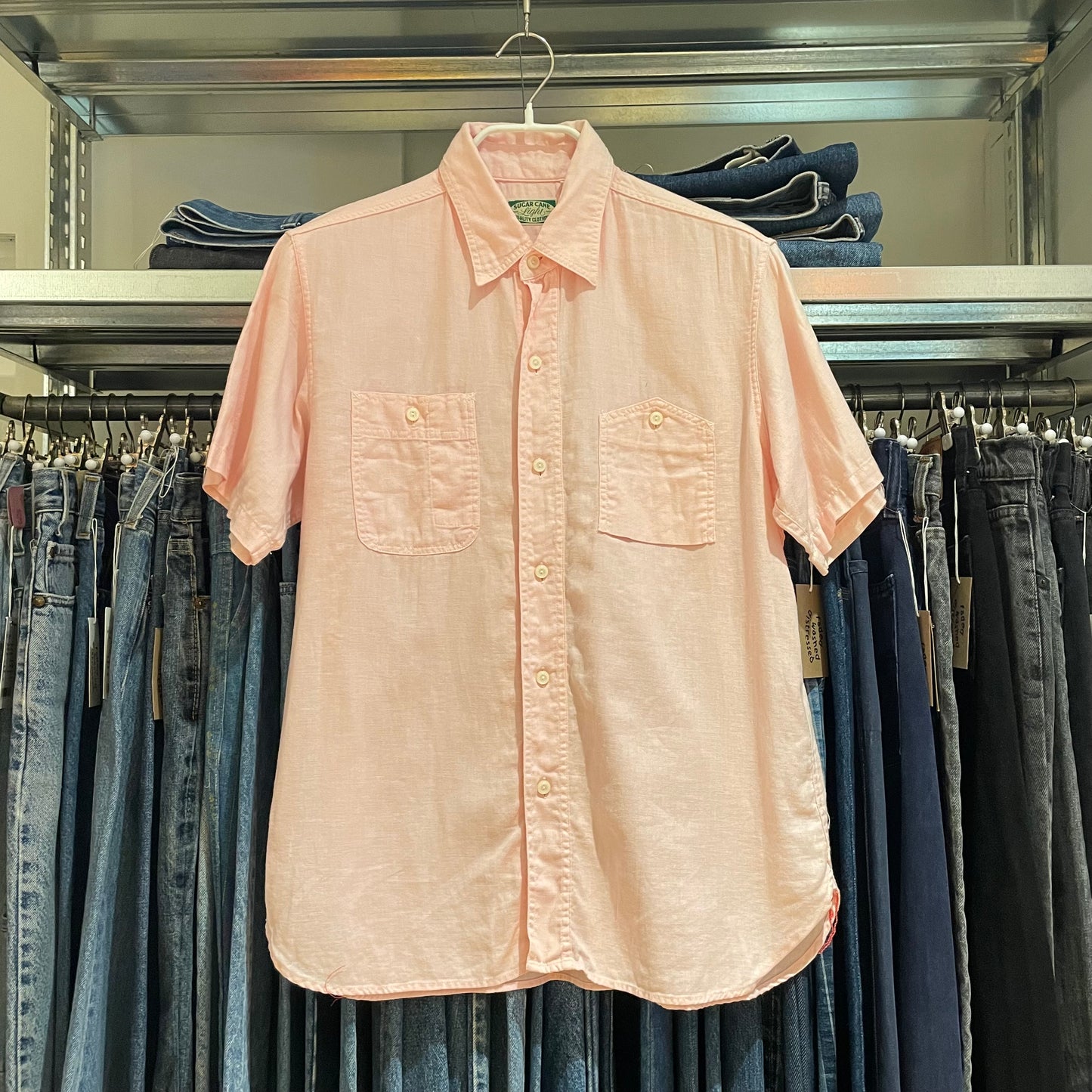 Linen Twin-Pocket S/S Shirt Pink