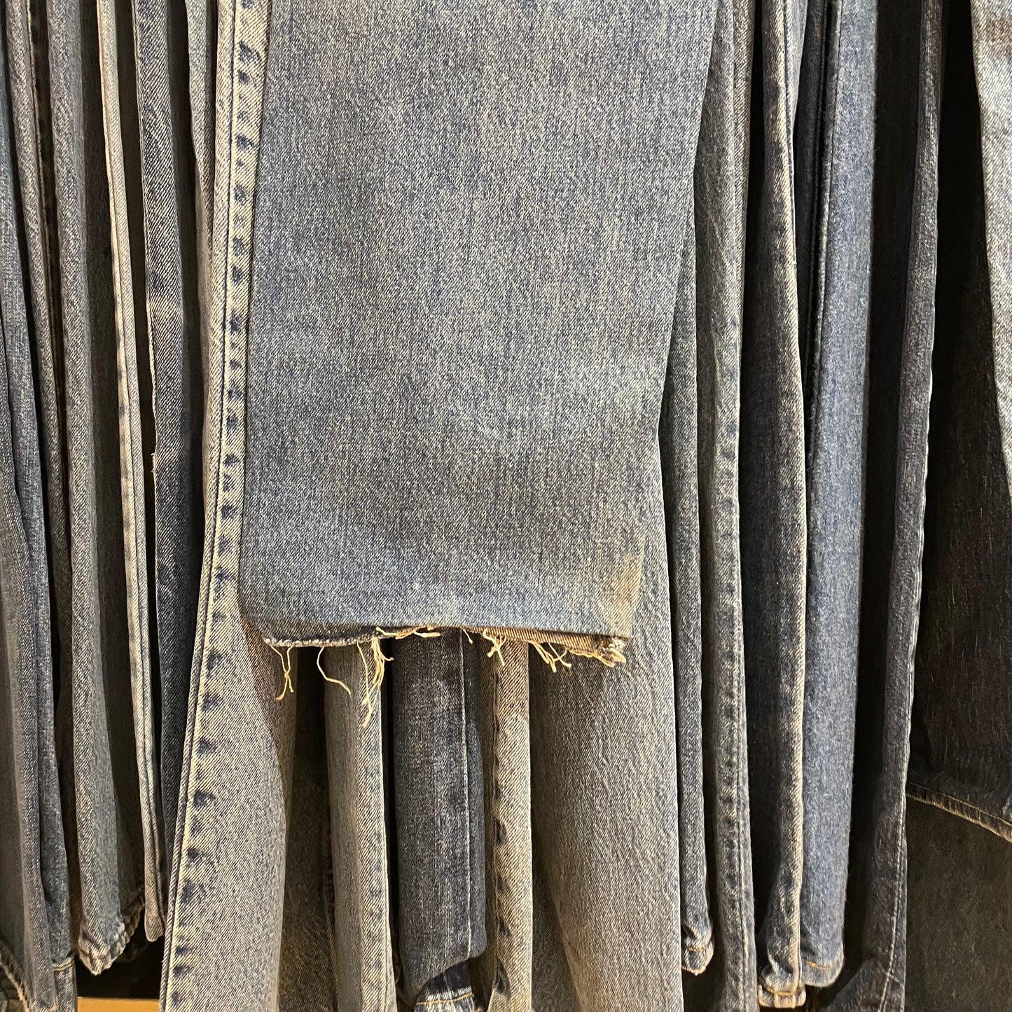Ring Spun Jeans Mid Wash Blue Cut Off Ideal Zip
