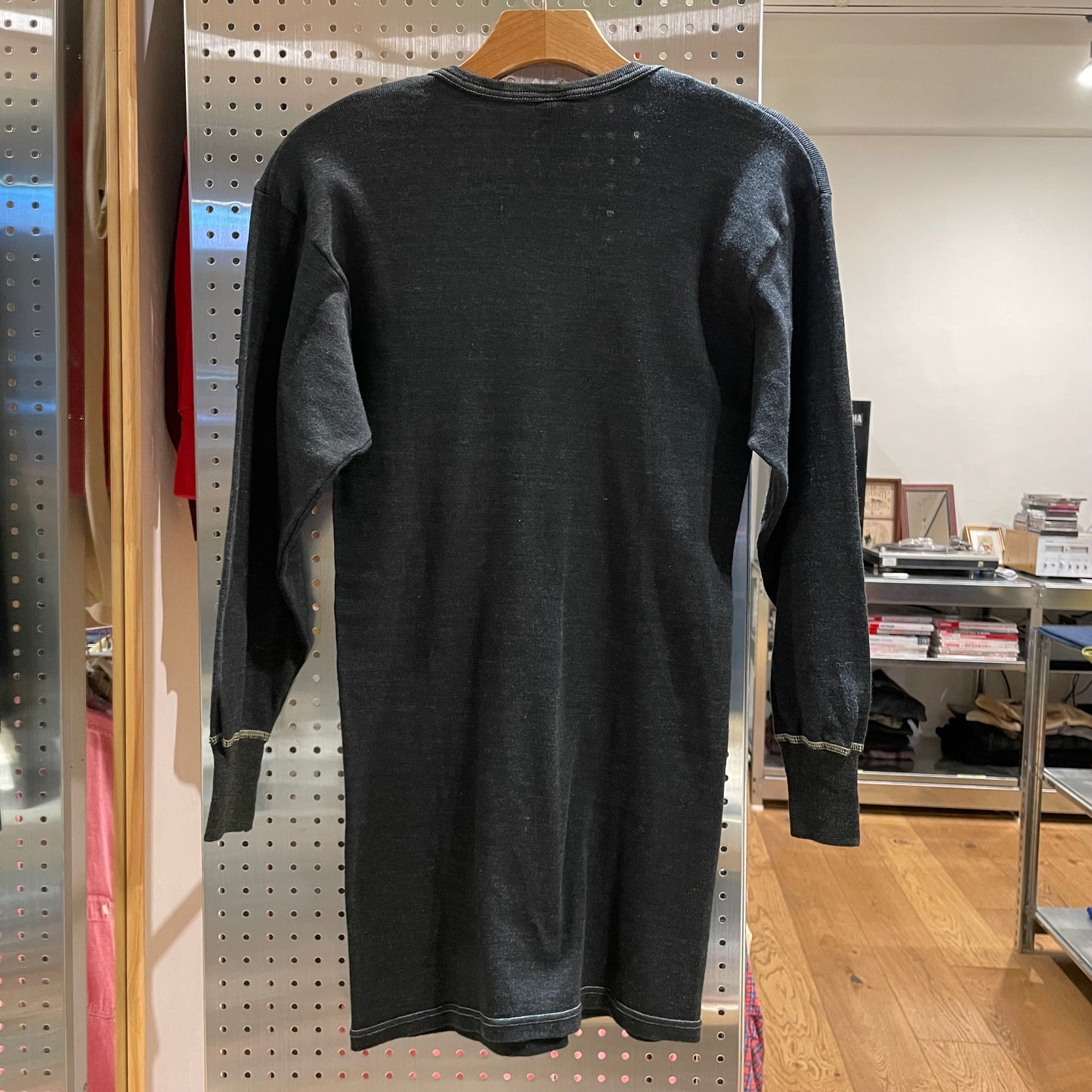 Dyed German Military U-Neck L/S T-Shirt Black