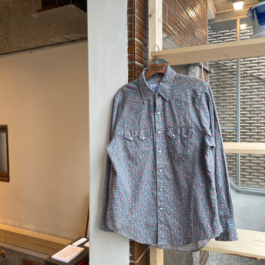 Floral Werstern Shirt Blue