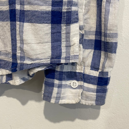 Blue White Check Long Sleeve Button Up Shirt