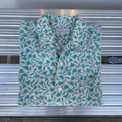 Floral Short Sleeve Shirt Green