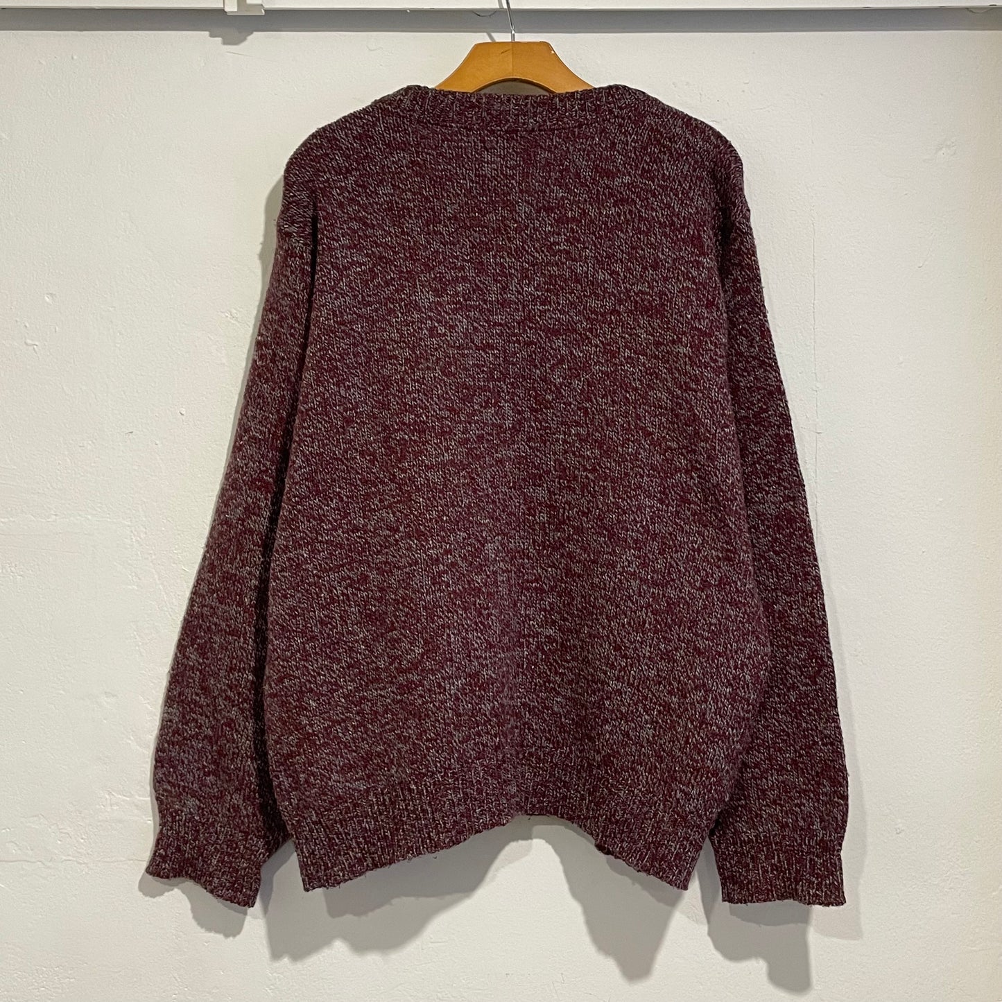 Wool & Polyester 50/50 Knit Sweater Burgundy / Grey