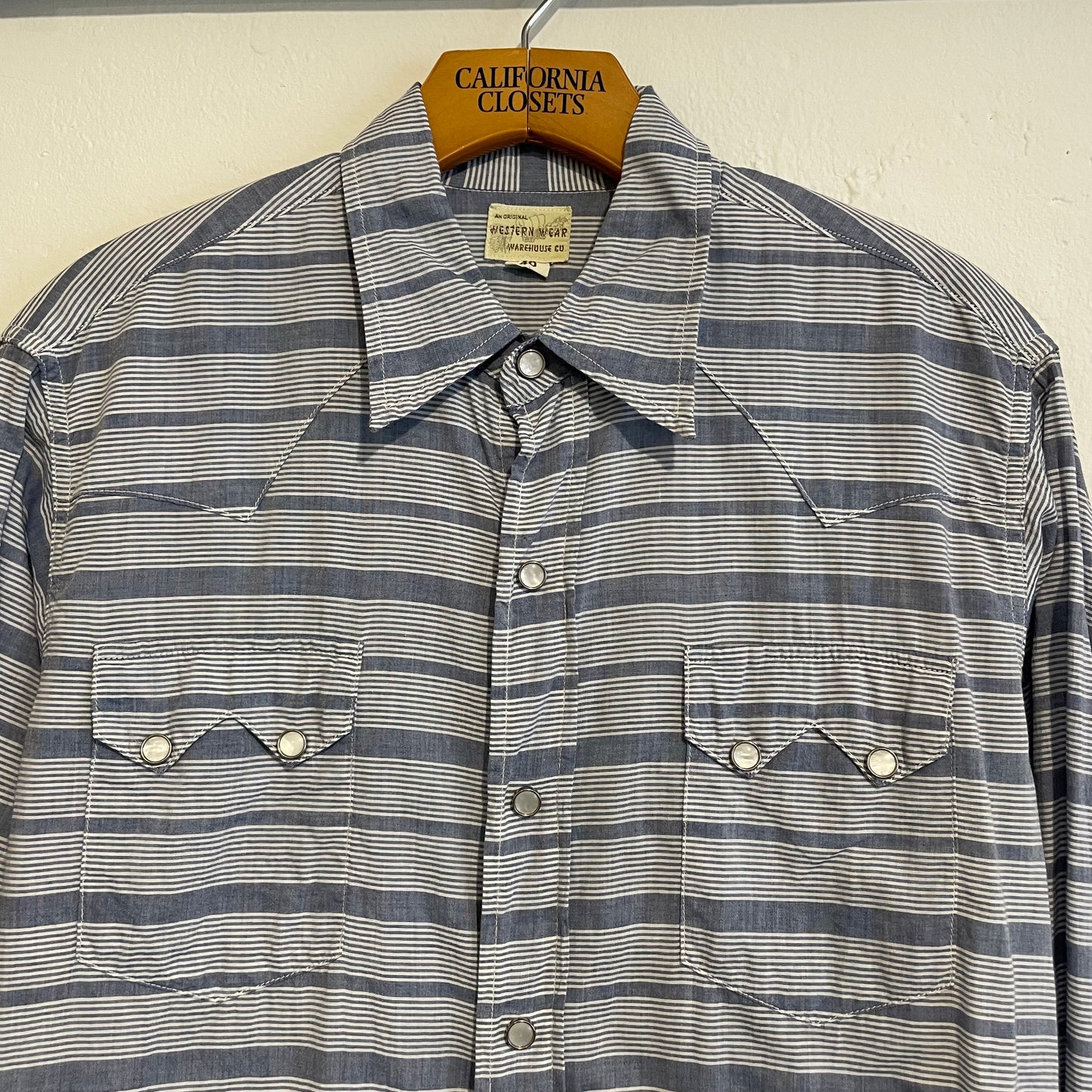Striped Pocket Western Shirt Blue
